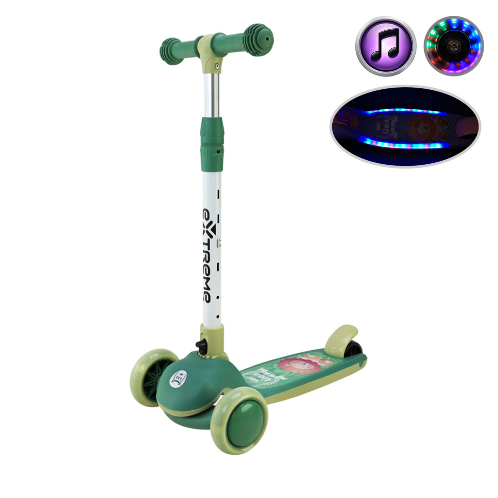Детский самокат 3-х колесный SC817(Green) с музыкой и светом Детский самокат 3-х колесный SC817(Green) с музыкой и светом