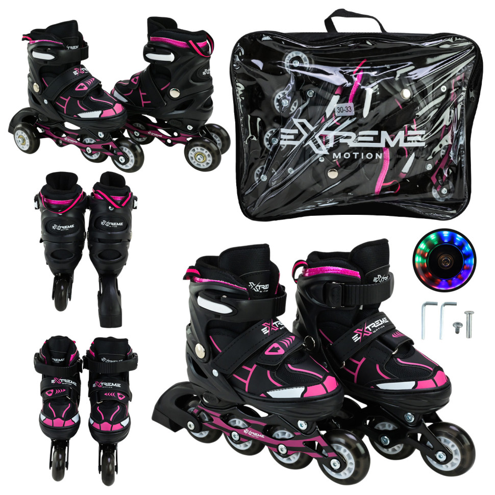 Roller skates RL25427 size S (30-33), PU wheels, with light