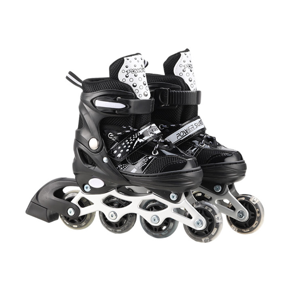 Roller skates RL2503(Black) PVC wheels, size L (38-41), with light