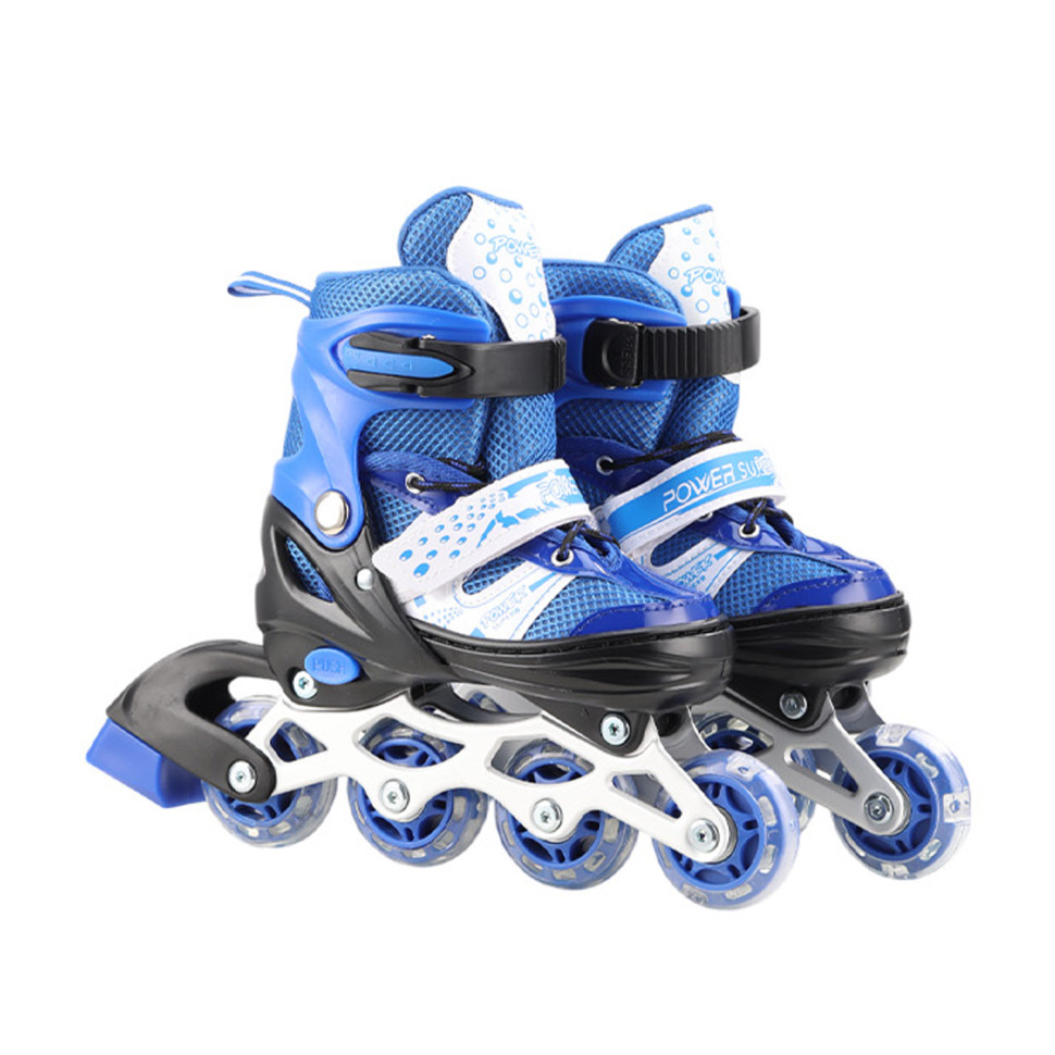 Roller skates RL2501(Blue) PVC wheels, size S (30-33), with light