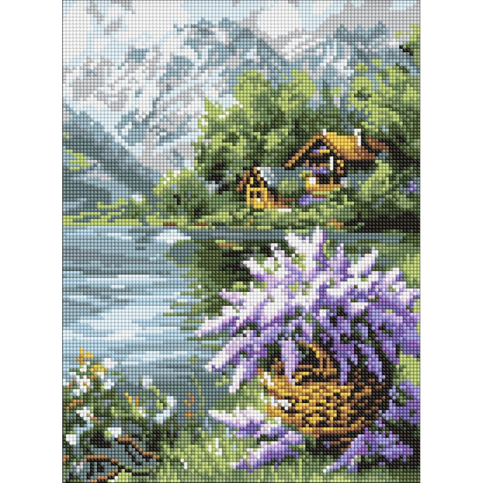 Діамантова мозаїка "Бузковий кошик" ©art_selena_ua AMO8098, 30х40 см