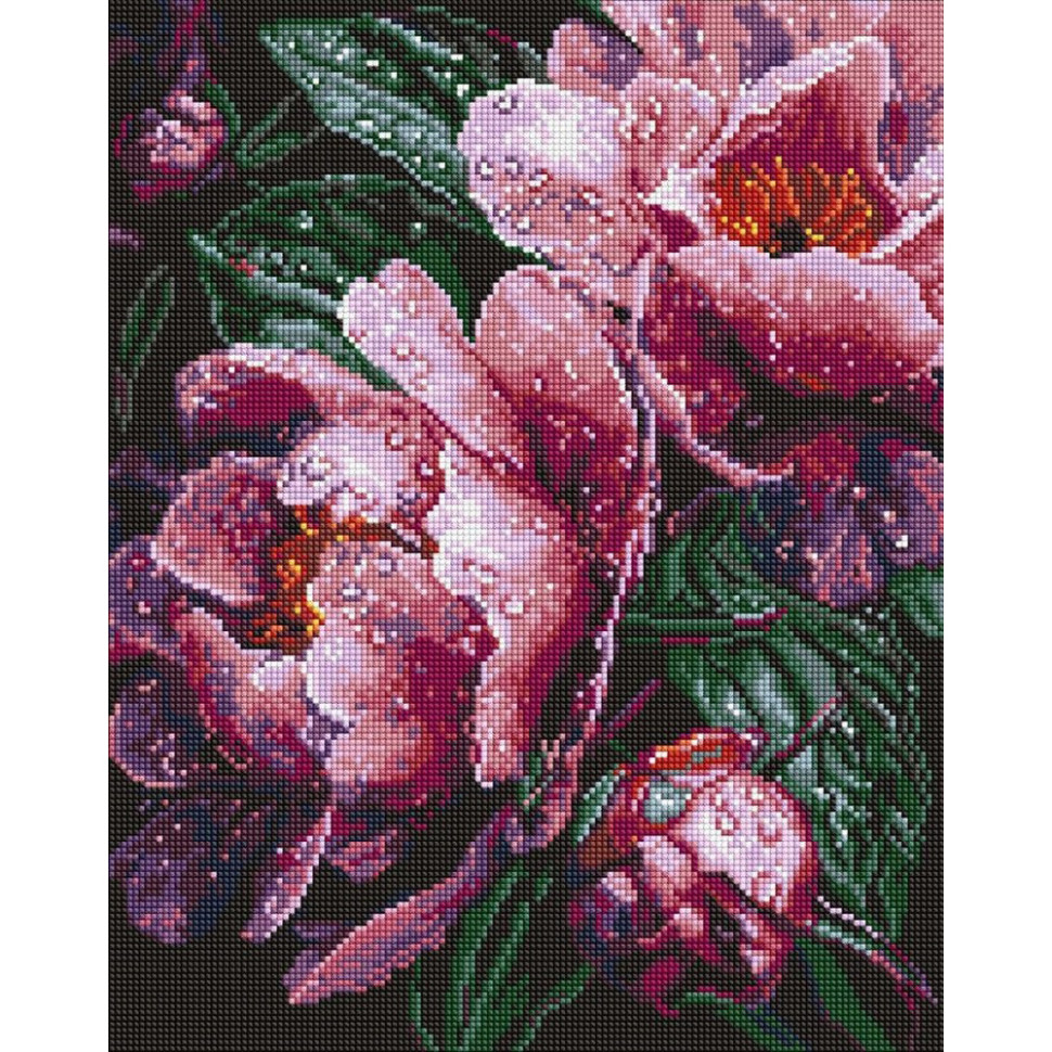 Diamond mosaic "Pink peonies in the rain" ©art_selena_ua AMO8363, 40x50 cm