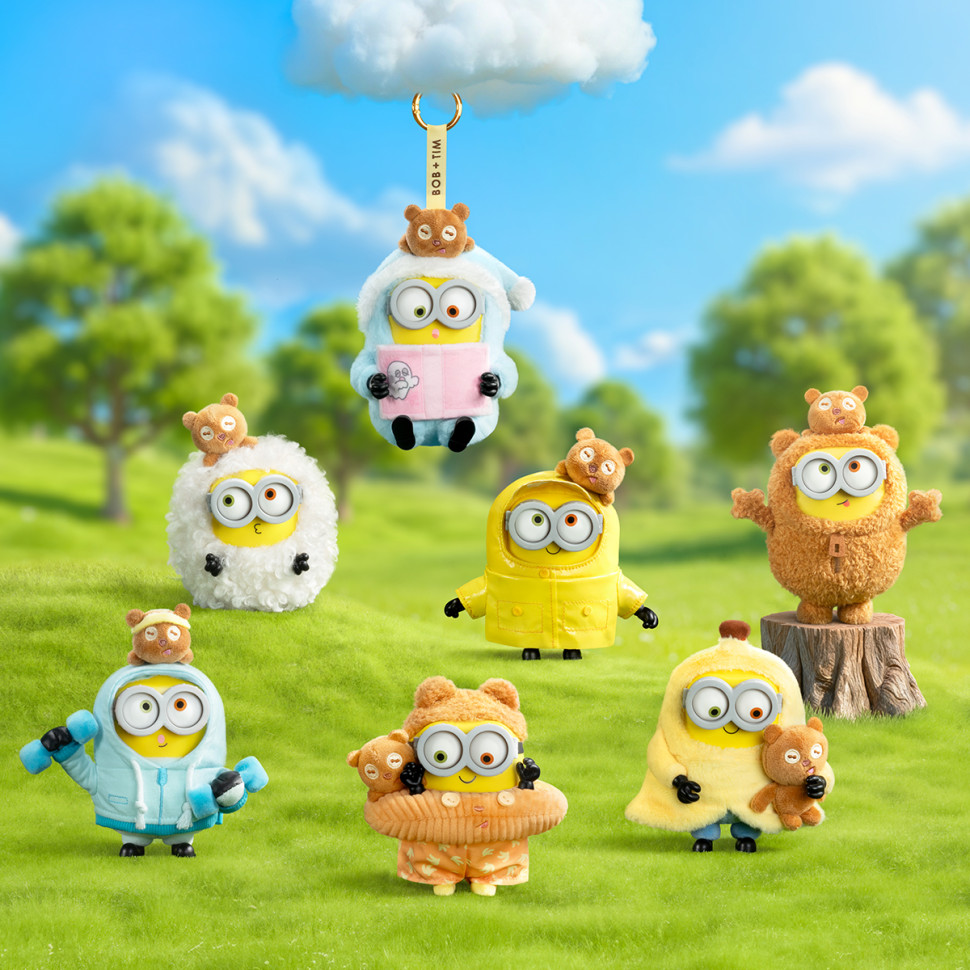 Коллекционная мягкая игрушка с кольцом Миньоны Pop Top 52Toys 25ZB301XHRTJ001 серии Bob & Tim