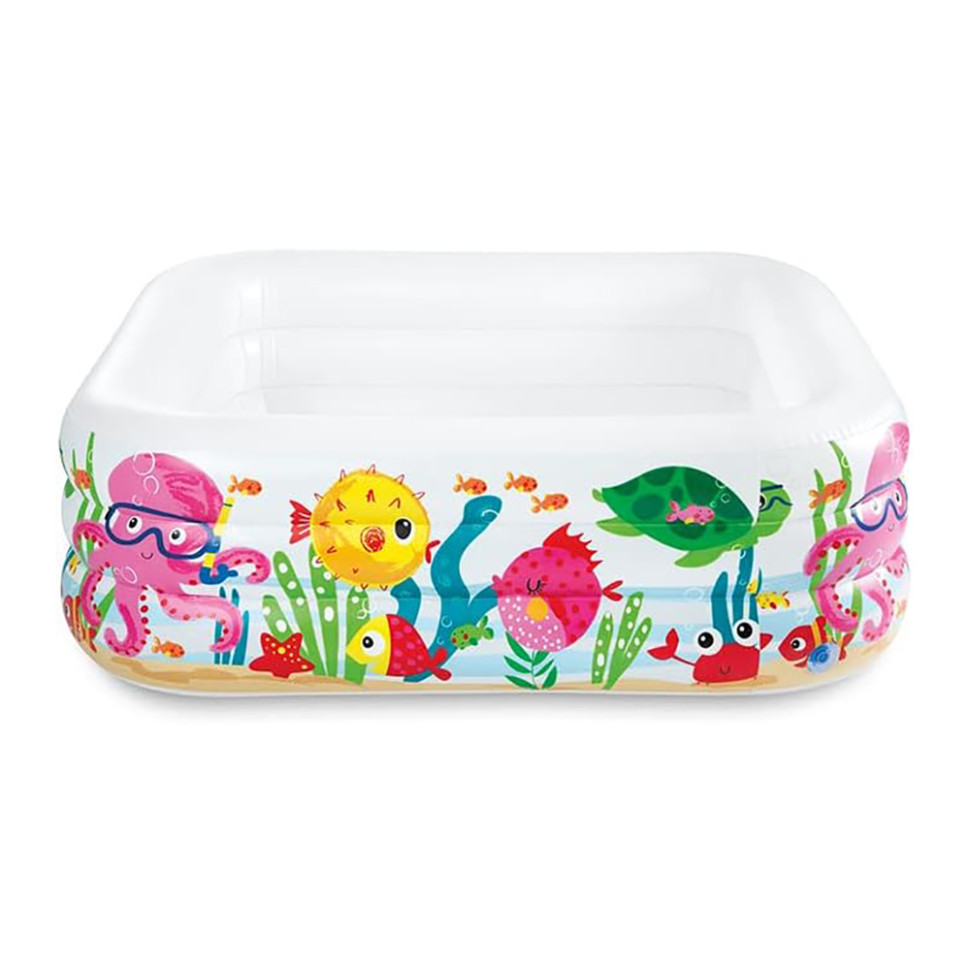 Children's pool Square 57471-2, 3 rings, 340 l, non-inflatable bottom, 159-159-50 cm