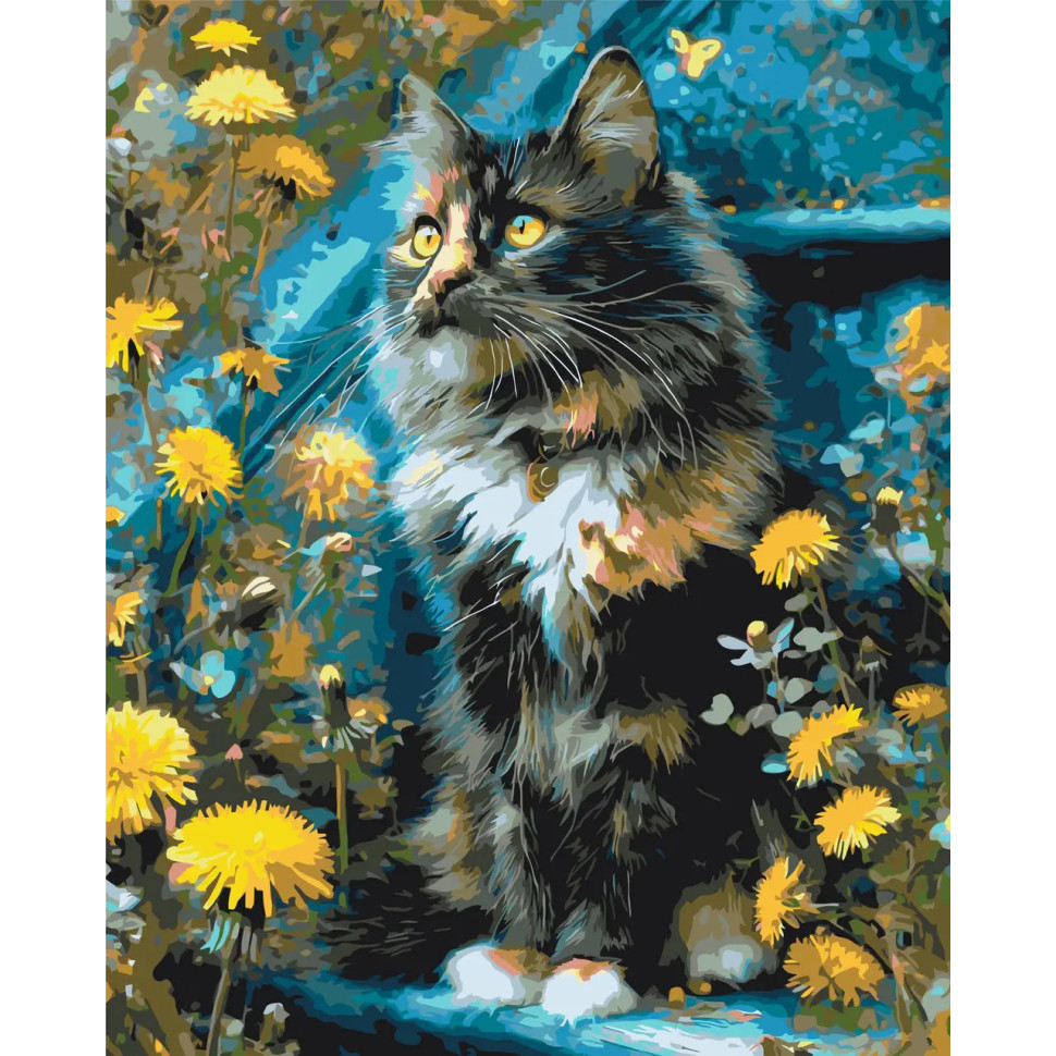 Картина за номерами «Котик у кульбабах» LW3009-01, 40х50 см