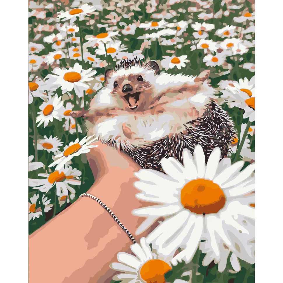 Painting by numbers "Hedgehog in Chamomiles" LW3086, 40x50 cm