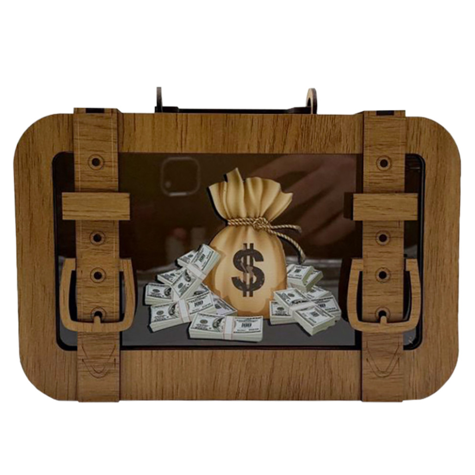 Wooden piggy bank suitcase "Dollar" 3240-15-003 size 24x17 cm