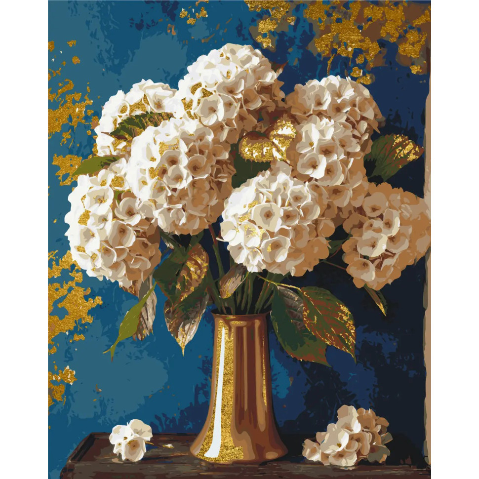 Picture by numbers "Bouquet of Hydrangeas" LW3295 with metallic paints 40x50 cm