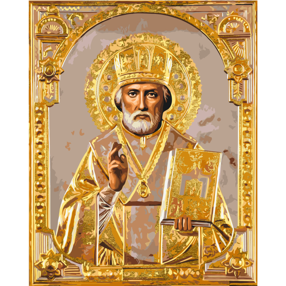Painting by numbers "Nicholas the Wonderworker" LW3432 with metallic paints 40x50 cm