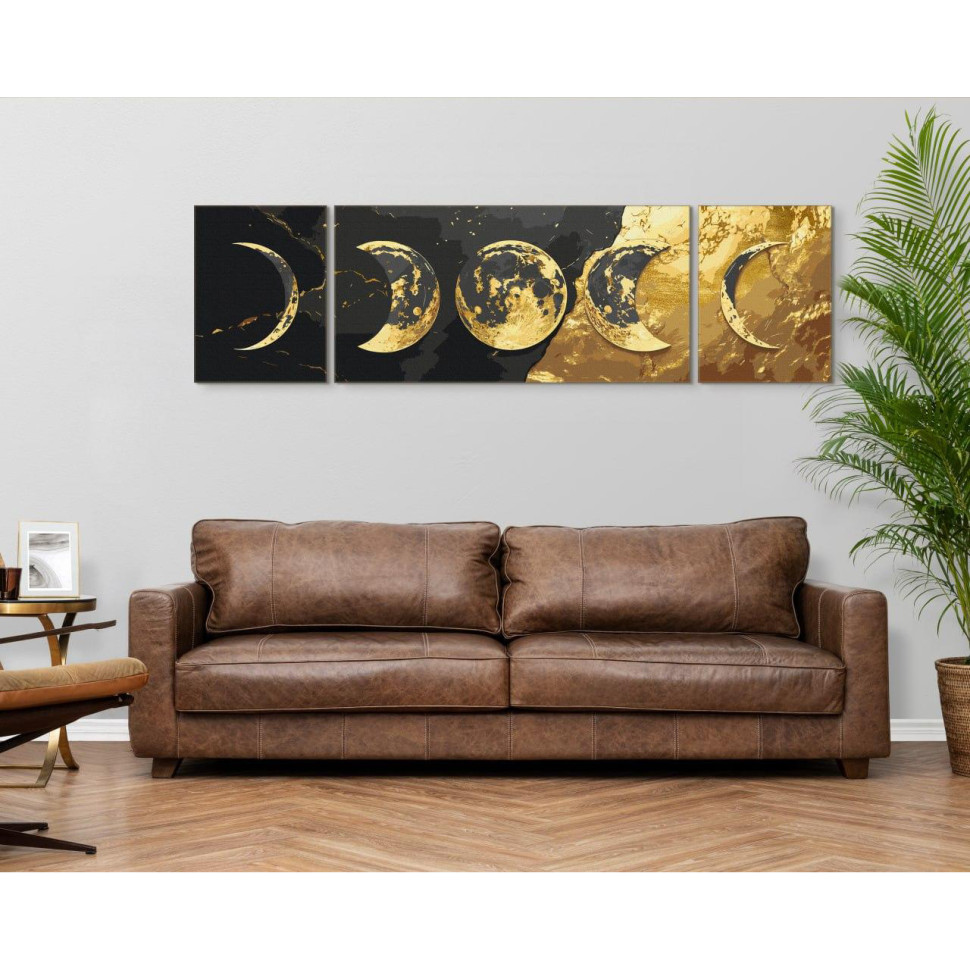 "Gold of the Universe" Paint-by-Numbers Triptych LW7000 with Metallic Paints, 40 x 150 cm "Gold of the Universe" Paint-by-Numbers Triptych LW7000 with Metallic Paints, 40 x 150 cm