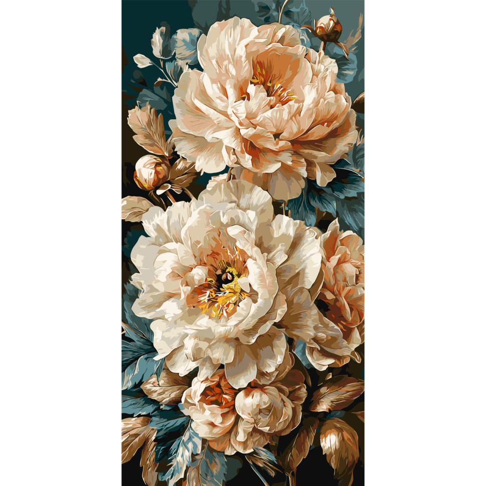 "Pearl Peonies" Paint-by-Number Kit LW5193 with Metallic Paints, 40x80 cm