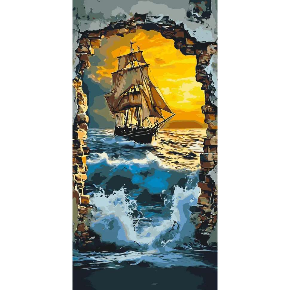 Painting by numbers "Ship at sea" LW5119, 40x80 cm