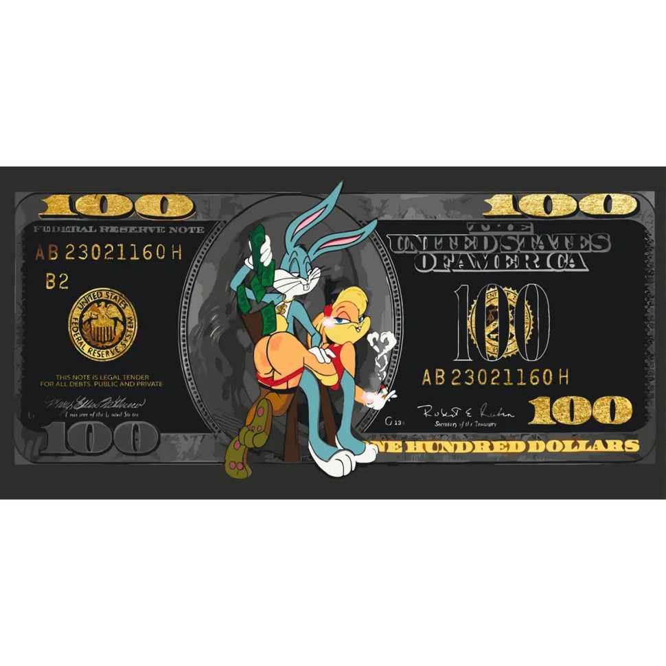 Painting by numbers "Bucks and Lola Bunny" LW5123 with metallic paints 40x80 cm