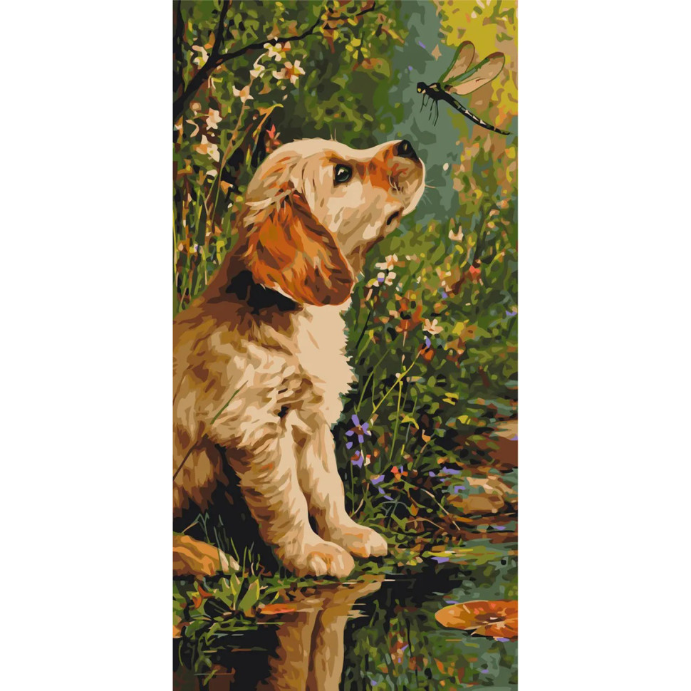 Painting by numbers "Dialogue with Nature - Dog and Insect" LW5204, 40x80 cm