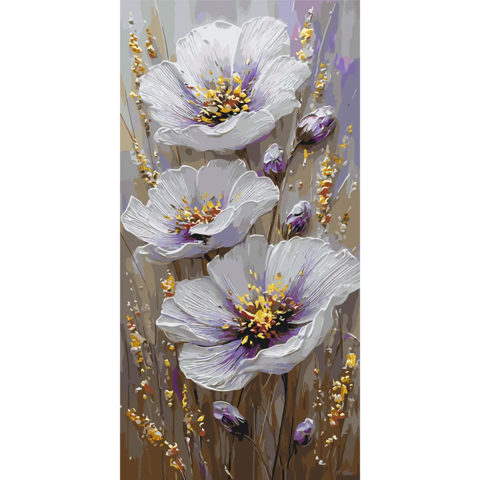 Painting by numbers "Delicate flowers" LW5207 with metallic paints 40x80 cm