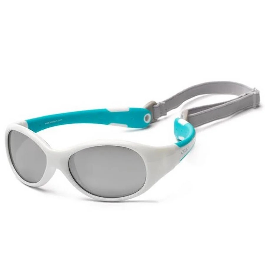 Koolsun White-Turquoise Flex Series Kids Sunglasses (Size: 3+) KS-FLWA003