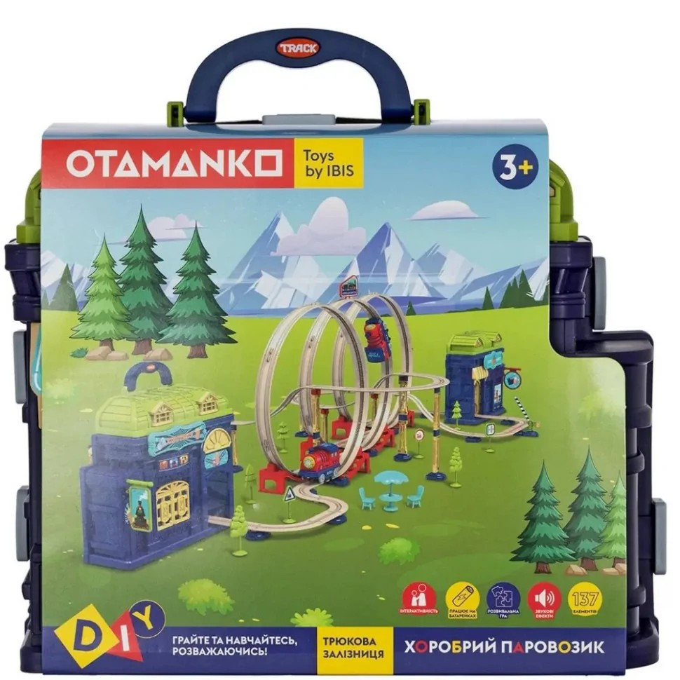 Детский игровой набор трюковая железная дорога "Храбрый паровозик" OTAMANKO 89960, 137 деталей Детский игровой набор трюковая железная дорога "Храбрый паровозик" OTAMANKO 89960, 137 деталей