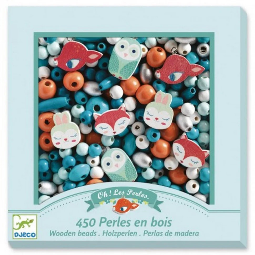 DJECO DJ09807 Creative Set with Wooden Beads "Little Animals"