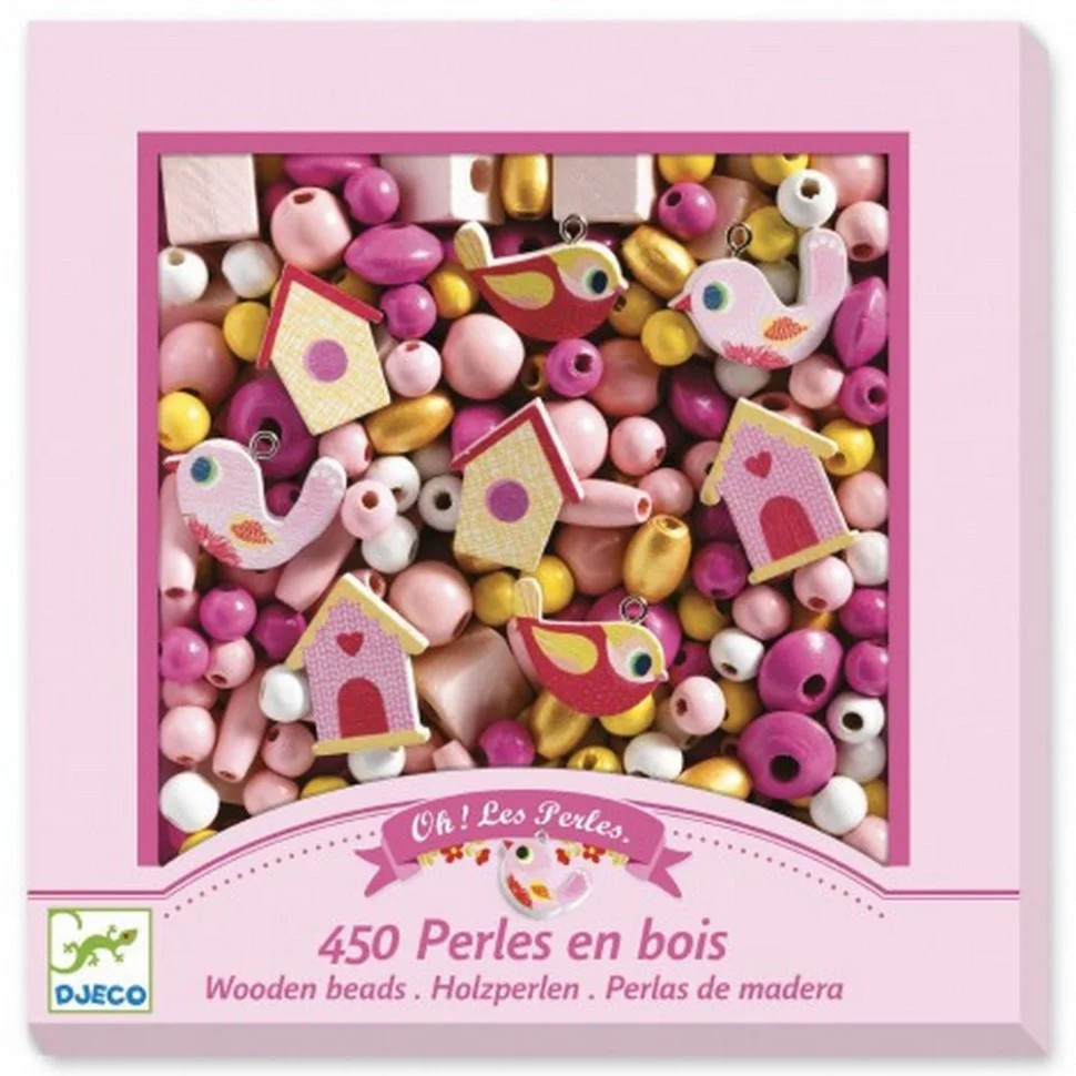 DJECO DJ09809 Wooden Beads "Birds" Craft Kit