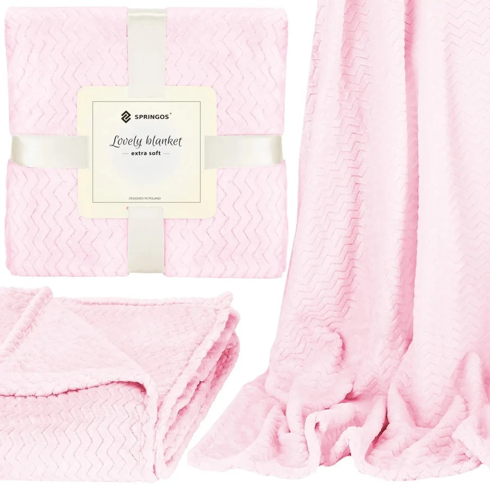 Плед-покрывало Extra Soft Springos HA7128 светло-розовый 130x180 см Плед-покрывало Extra Soft Springos HA7128 светло-розовый 130x180 см