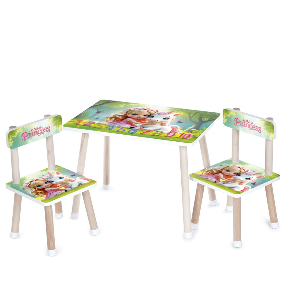 Children's Table M 501-35 tabletop 60 x 40 cm, 2 chairs